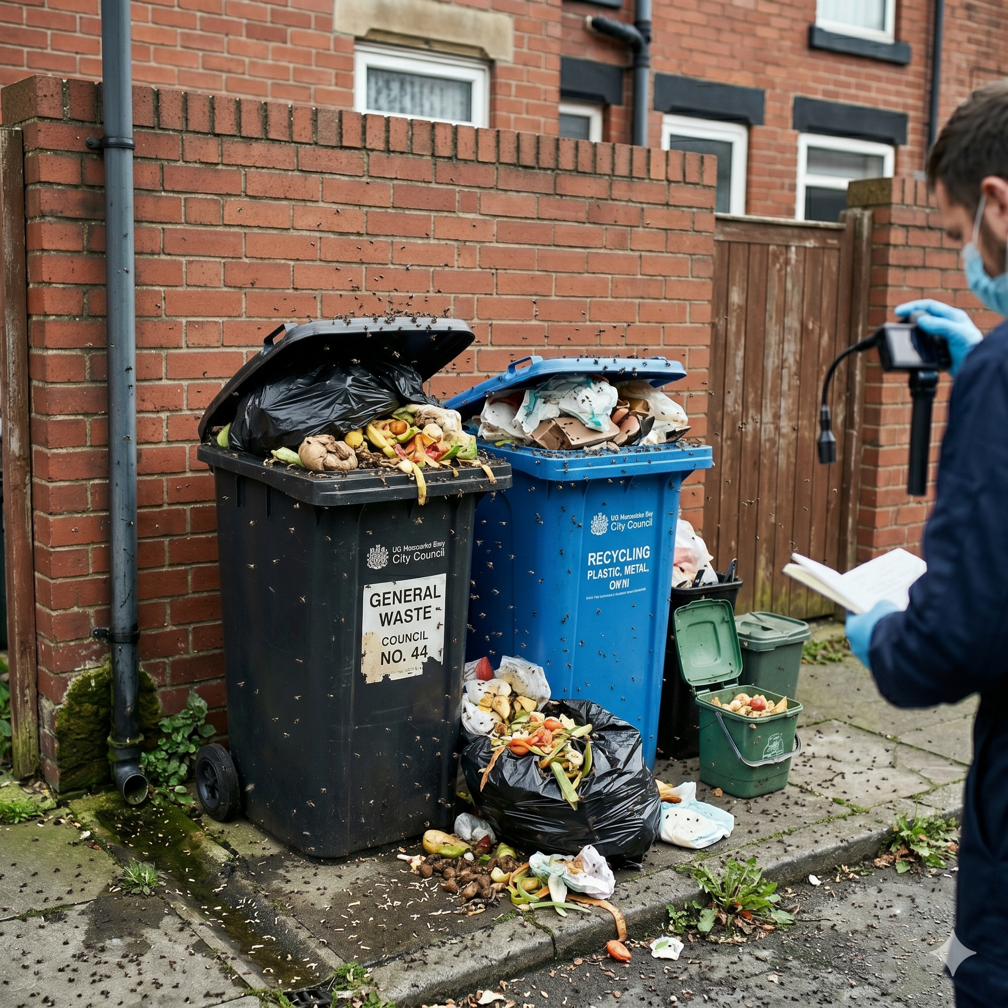 flies around waste bin