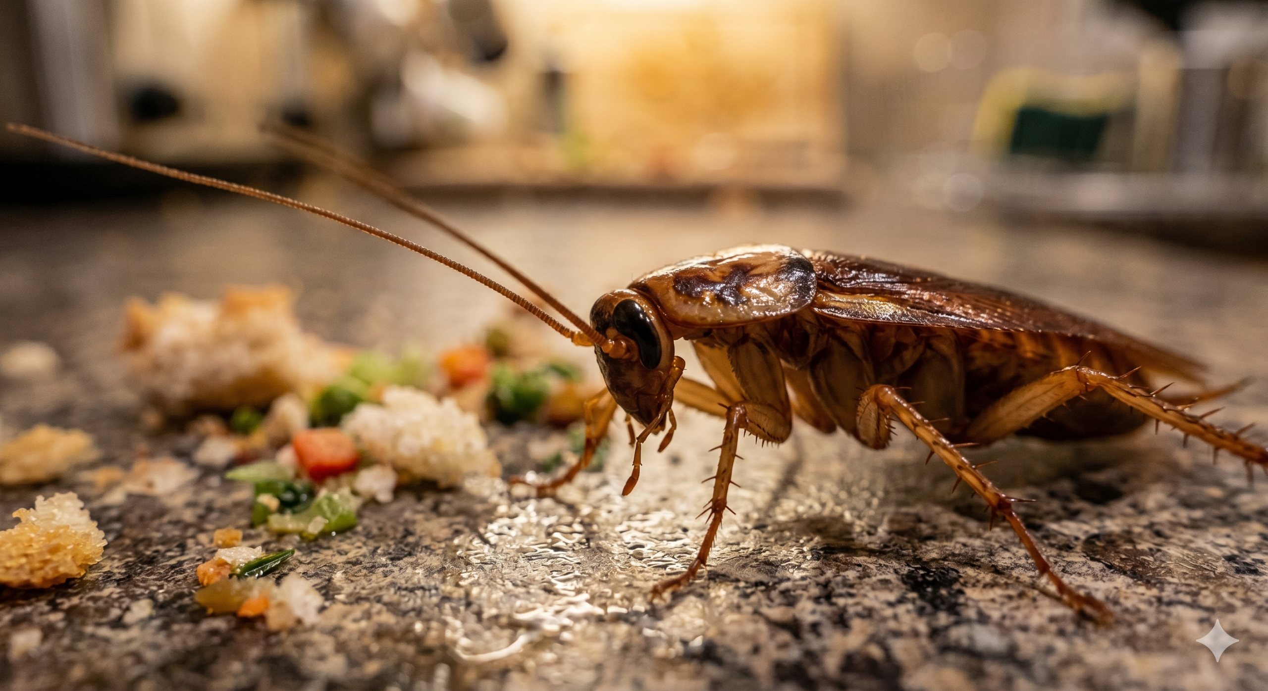 cockroach on a kitchen counter top